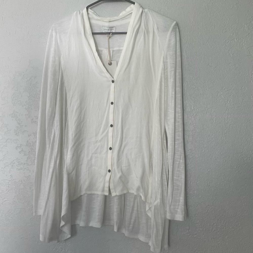 NWT Lucky Brand white button down v neck top